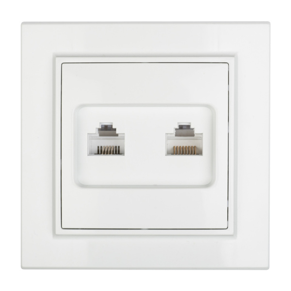 Минск Розетка RJ-45+Phone СП белая EKF Минск Розетка RJ-45+Phone СП белая EKF