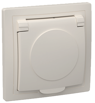 Розетка 1-местная РСб10-3-ККм с з/з с крышкой 16А КВАРТА кремовый IEK