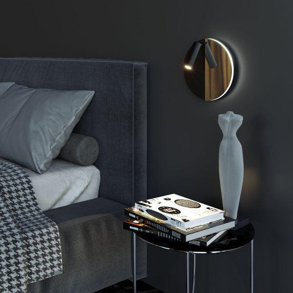 Настенный светодиодный светильник 10, 2Вт 4000К чёрный / черный жемчуг IP20 Drom (a055362) Elektrostandard