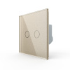 Двухклавишный сенсорный выключатель 1 пост, цвет шампань Livolo