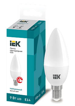 Лампа светодиодная C35 свеча 9Вт 230В 4000К E14 IEK