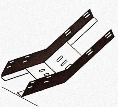 Лоток перфорированный КП 300х65-45 УХЛ1 для поворота трассы вверх на 45, горячее цинкование S1,5