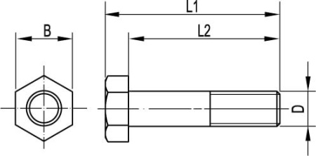 Болт с шестигранной головкой и неполной резьбой М8х60,горячеоцинкованный DKC