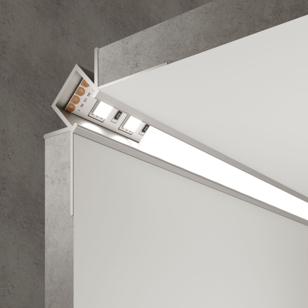 Встраиваемый угловой алюминиевый профиль (внутренний угол) для светодиодной ленты серый (a053634) Elektrostandard