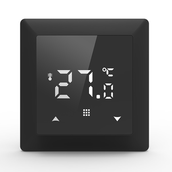 Donel Термостат электронный с датчиком пола, 16 A, 55*55 мм., черное стекло, серия DTEF