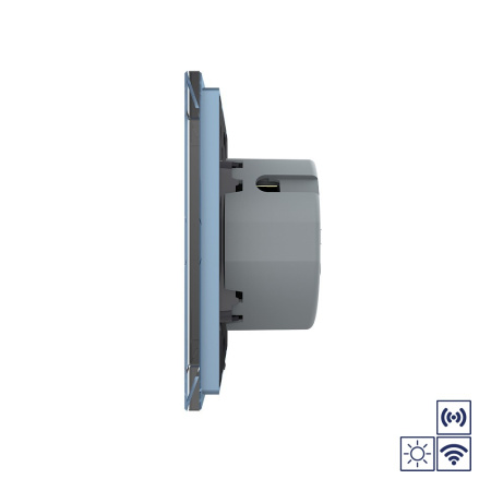 Сенсорный импульсный радиоуправляемый выключатель сухой контакт 2 клавиши 1 модуль Синий Livolo