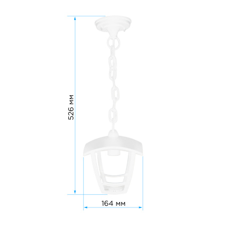 11-159 Светильник садово-парковый, подвесной, «Марсель», Е27х60Вт, 4-х гранный, пластик, белый, прозрачный поликарбонат, 164х164х526мм, НСУ 07-60-001 