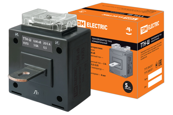 Трансформатор тока измерительный с шиной ТТН-Ш 20/5- 5VA/0,5-Р TDM