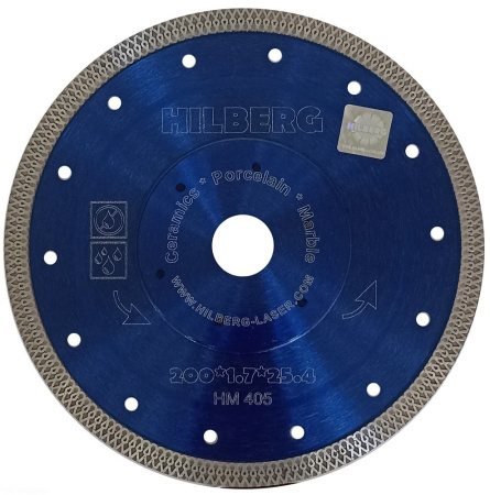 Диск алмазный отрезной 200*25,4/22,23 Турбо ультратонкий х-тип HM405 Hilberg