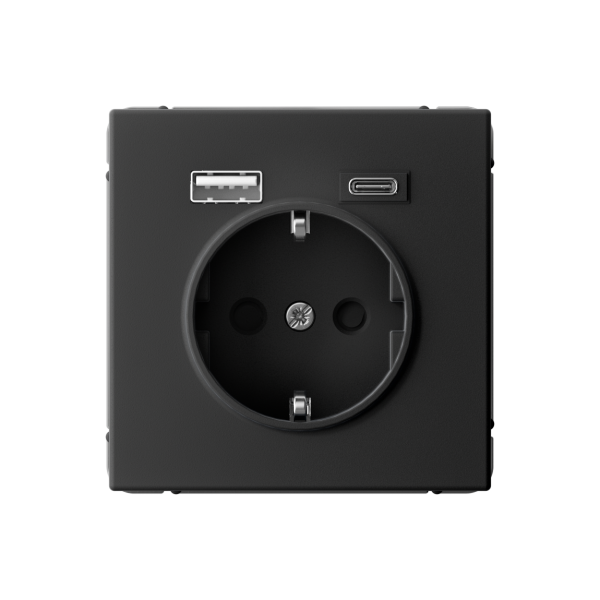 ARTGALLERY РОЗЕТКА 16А с 2 USB A+C, 5В/2,4А/3,0А, 2х5В/1,5А, механизм, КАРБОН Systeme Electric