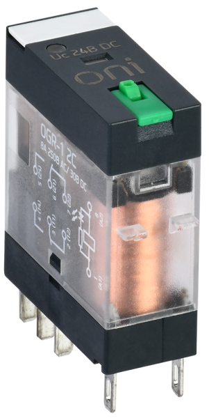 Реле общего назначения OGR-1 2C 24В DC со светодиодом и тестовой кнопкой ONI