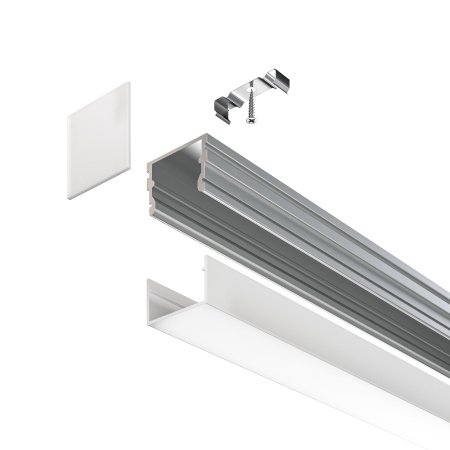 Алюминиевый профиль накладной 21x21 Серебро (ALM007S-2M) Technical Maytoni