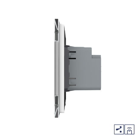 Двухклавишный проходной сенсорный выключатель Module с функцией радиоуправления, цвет белый Livolo