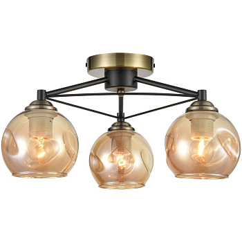 Светильник потолочный Черный, Бронзовый/Янтарный E27 3*60Вт 769-527-03 VELANTE