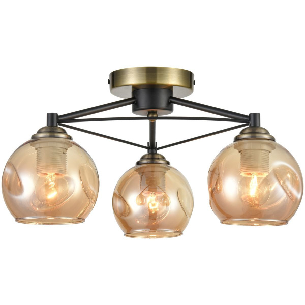 Светильник потолочный Черный, Бронзовый/Янтарный E27 3*60Вт 769-527-03 VELANTE