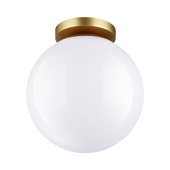 Потолочный св-к IP44 E27 LED max 9W BOSCO золотист/металл/белый/акрил ODEON LIGHT