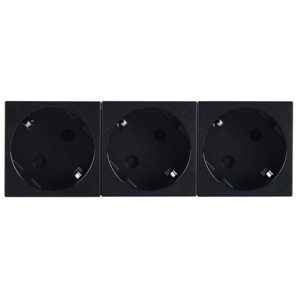 Donel Розетка 3х2К+З нем.ст., 45 гр., с з/ш, черн. матовая (135х45мм), серия (тип) DF6