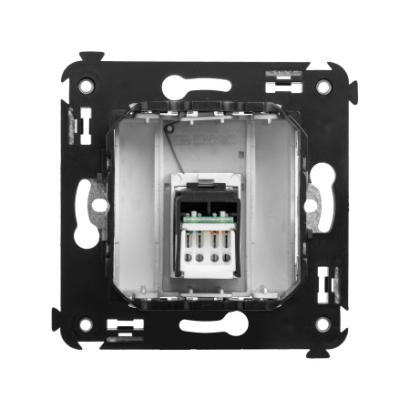 Компьютерная розетка RJ-45 в стену, кат.6 одинарная,"Avanti", "Закаленная сталь" DKC