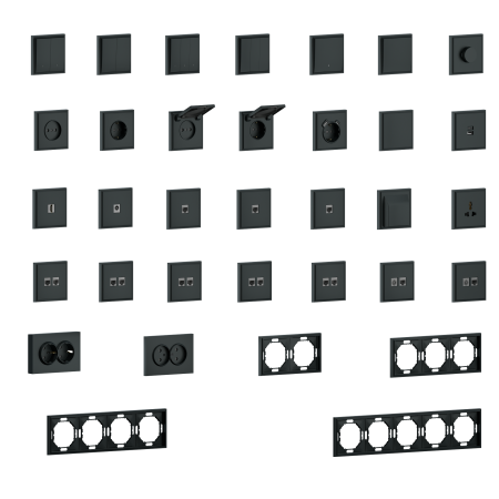 Donel S08 черный графит накладка для розетки Schuko с зарядным устройством USB A+C, со шторками 16A 250 В~,серия DB