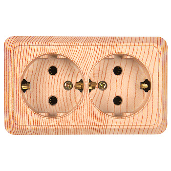 Розетка двойная 2П+3 открытой установки IP20 16А 250В (керамика) сосна "Альфа" General