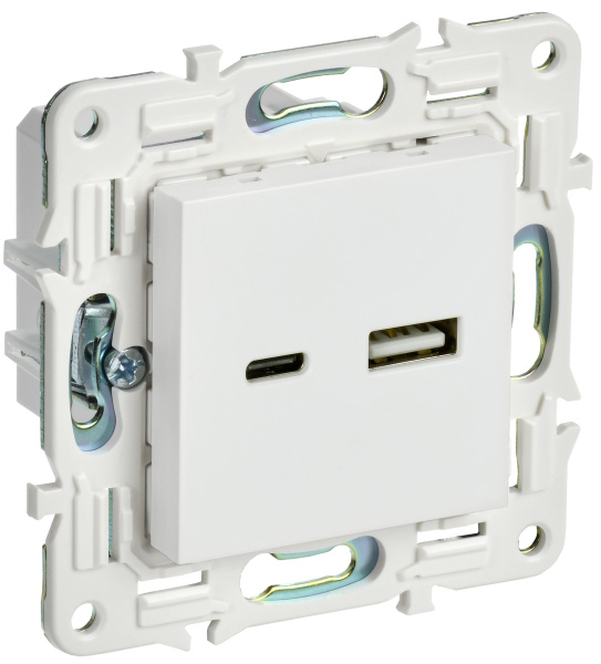 SKANDY Розетка USB A+C 3,1А SK-R14W арктический белый IEK SKANDY Розетка USB A+C 3,1А SK-R14W арктический белый IEK