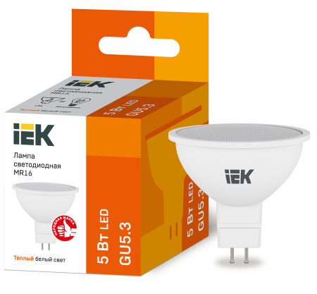 Лампа светодиодная MR16 софит 5Вт 230В 3000К GU5.3 IEK