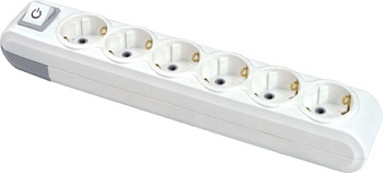 Колодка 6 гнезд с выключателем с з/к (оптимум) белый Альфа