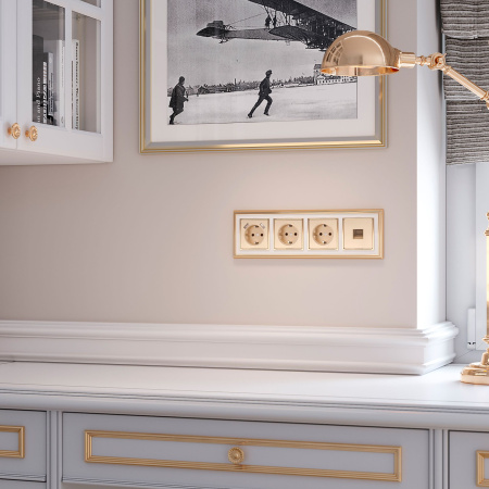 Розетка Ethernet RJ-45 (шампань рифленый) СУ IP20 Werkel