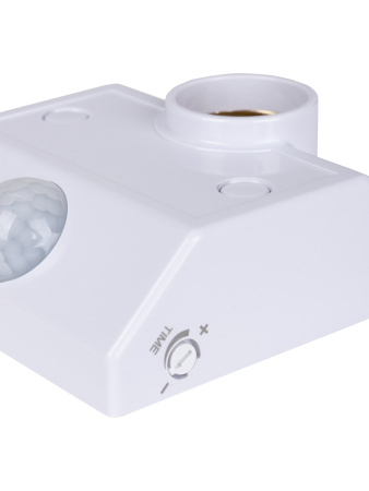 Датчик движения настенный с патроном ДДСПт-01 60Вт, 10-300с, 6м, 3+Лк, 120(сбоку)+360(сверху)гр, IP2