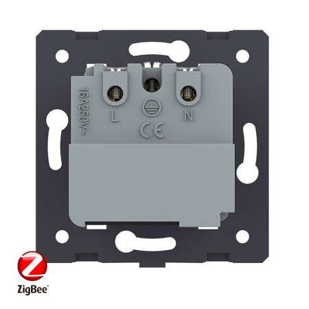 Розетка ZigBee (Wi-Fi) с з/з с защитными шторками 16A, цвет черный (механизм) Livolo