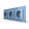 Розетка электрическая 16А 3 поста, цвет синий Livolo