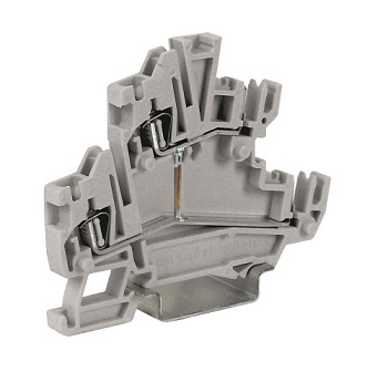 Клеммный зажим. Двухуровневый с объединенными ярусами. Со штыревымиконтактами. Тип HCD.1/CI/GR. Серый. 1,5 кв.мм. DKC