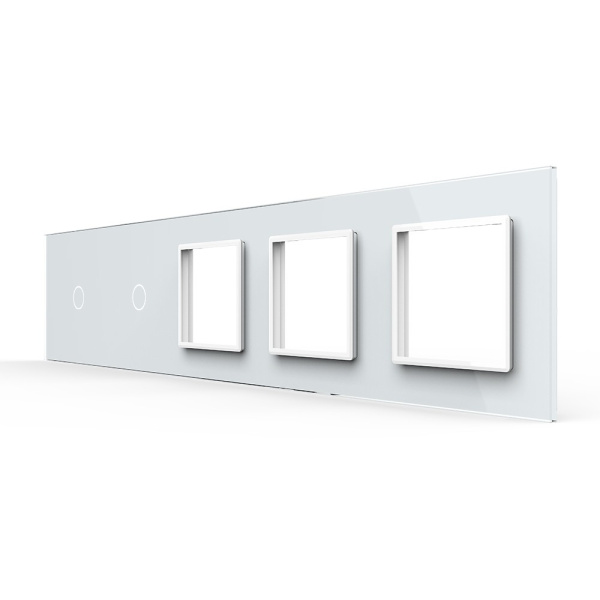 Панель для 2-х сенсорных выключателей и 3-х розеток, 2 клавиши (1+1), цвет белый, стекло Livolo