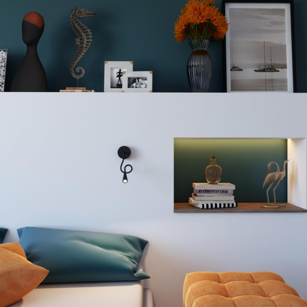 Настен.св-к выкл на базе IP20 LED 3W 263Лм 3000K ODDS черн/металл ODEON LIGHT