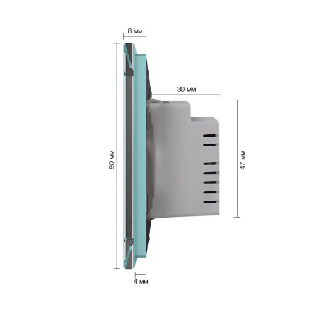 Трехклавишный сенсорный выключатель EU стандарт, 1 пост, цвет зеленый Livolo