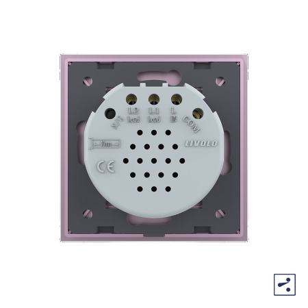 Сенсорный проходной выключатель 2 клавиши 1 пост Розовый Livolo