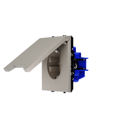 Розетка встраиваемая Voltum S70 с заземлением, защитными шторками и крышкой 16А, (кашемир)