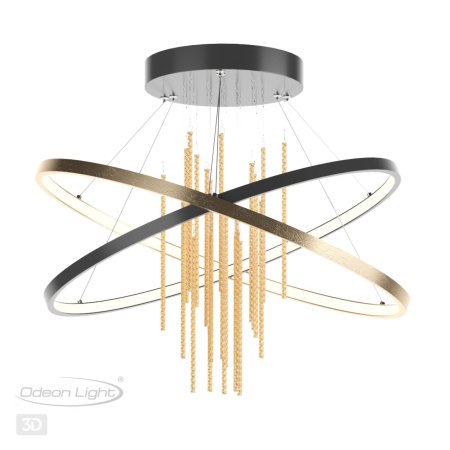 Потолочный св-к IP20 LED 70W 3340Лм 4000K MONICA черный/золотистый/металл ODEON LIGHT