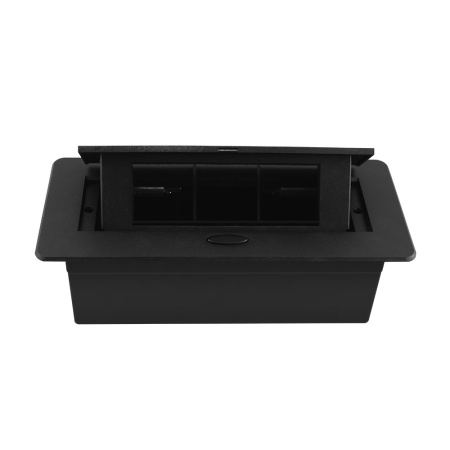 Выдвижной горизонтальный модуль в столешницу для розеток, цвет черный Livolo