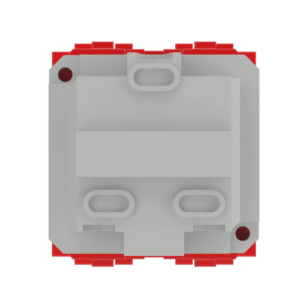 Электрическая розетка, с заземлением, со шторками, красная, 2 мод. DKC