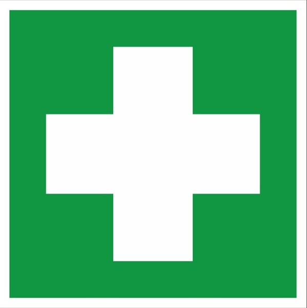 Знак медицинского и санитарного назначения EC 01 "Аптечка первой медицинской помощи" 200х200 мм, пленка самоклеящаяся с покрытием фотолюминесцентным Г