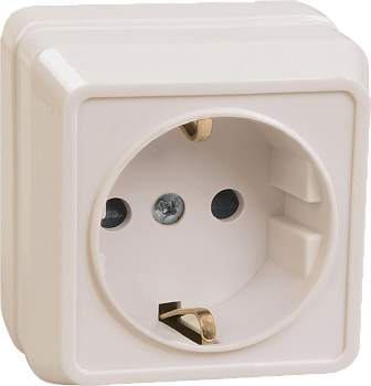 Розетка 1-местная ОУ РС20-3-ОКм с з/з 16А ОКТАВА кремовый IEK