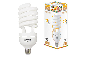 Лампа люминесцентная НЛ-HS-55 Вт-4000 К–Е27 TDM