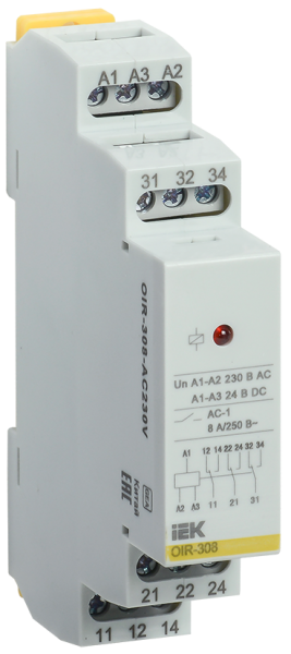 Реле промежуточное модульное OIR 3 контакта 8А 230В AC IEK