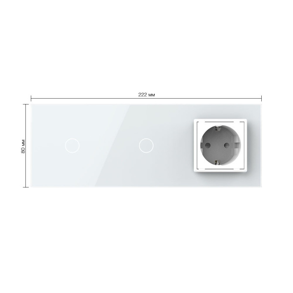 Сенсорный выключатель комбинированный на 2 линии 1 розетка 3 модуля Белый Livolo