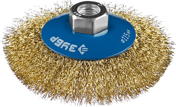 Профессионал. Щетка коническая для УШМ, витая латунированная стальная проволока 0,3мм, 115ммхМ14 ЗУБР