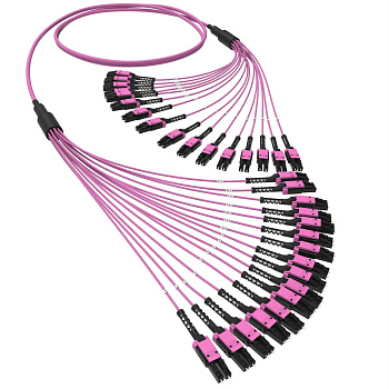 Оптическая разветвительная сборка 32 ОВ, 50/125 OM4, 16xLC-UPC Duplex Uniboot/16xLC-UPC Duplex Uniboot, тип полярности - прямая (Tx-->Rx), 10 м DKC