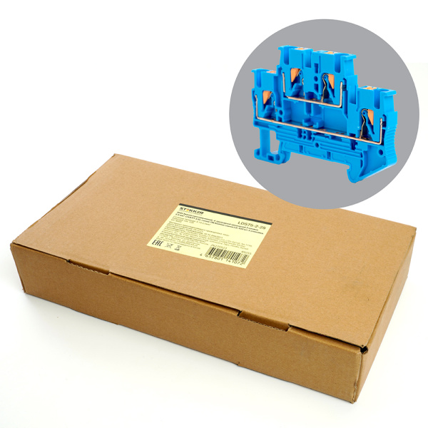 Зажим пружинный, 4-проводной проходной 2 уровня ЗНИ - 2,5, JXB PT 2,5, синий LD575-2-25 STEKKER