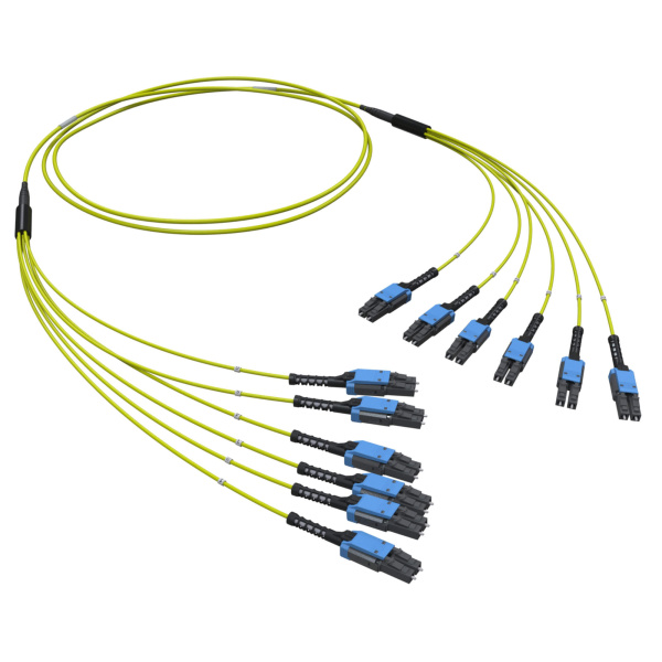 Оптическая разветвительная сборка 12ОВ 9/125 OS2 6хLC-UPC Duplex Uniboot/6хLC-UPC Duplex Uniboot 10м (предуст.конф.: тип полярн. - прямая (Tx-Rx)) DKC