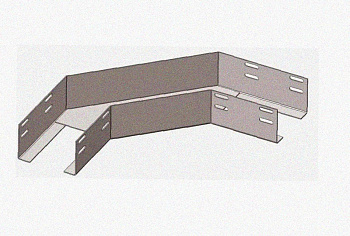 Лоток угловой глухой КГГ 200х80-135 УТ1,5 поворот на 135, оцинкованный лист, S1,0